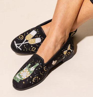 ByPaige Champagne Toast Needlepoint Loafers  Apparel & Accessories > Shoes > Loafers