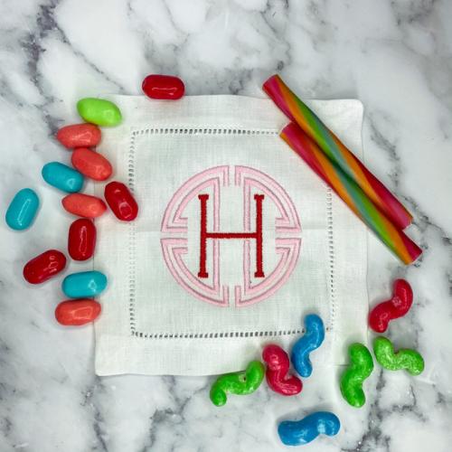 Monogrammed Linen Cocktail Napkins  6" by 6" Squares  Home & Garden > Linens & Bedding > Towels