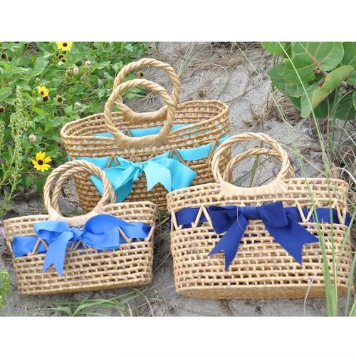 Queen Bea Rehobeth Florida Basket  Custom Woven Tote in 3 Sizes with Grosgrain Ribbon  Apparel & Accessories > Handbags